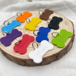 Customized Silicone Bone Shape Pet Anti-lost ID Tag Dog Tags Collar Tag Engraved Name Custom Pendant Puppy Collars Accessories