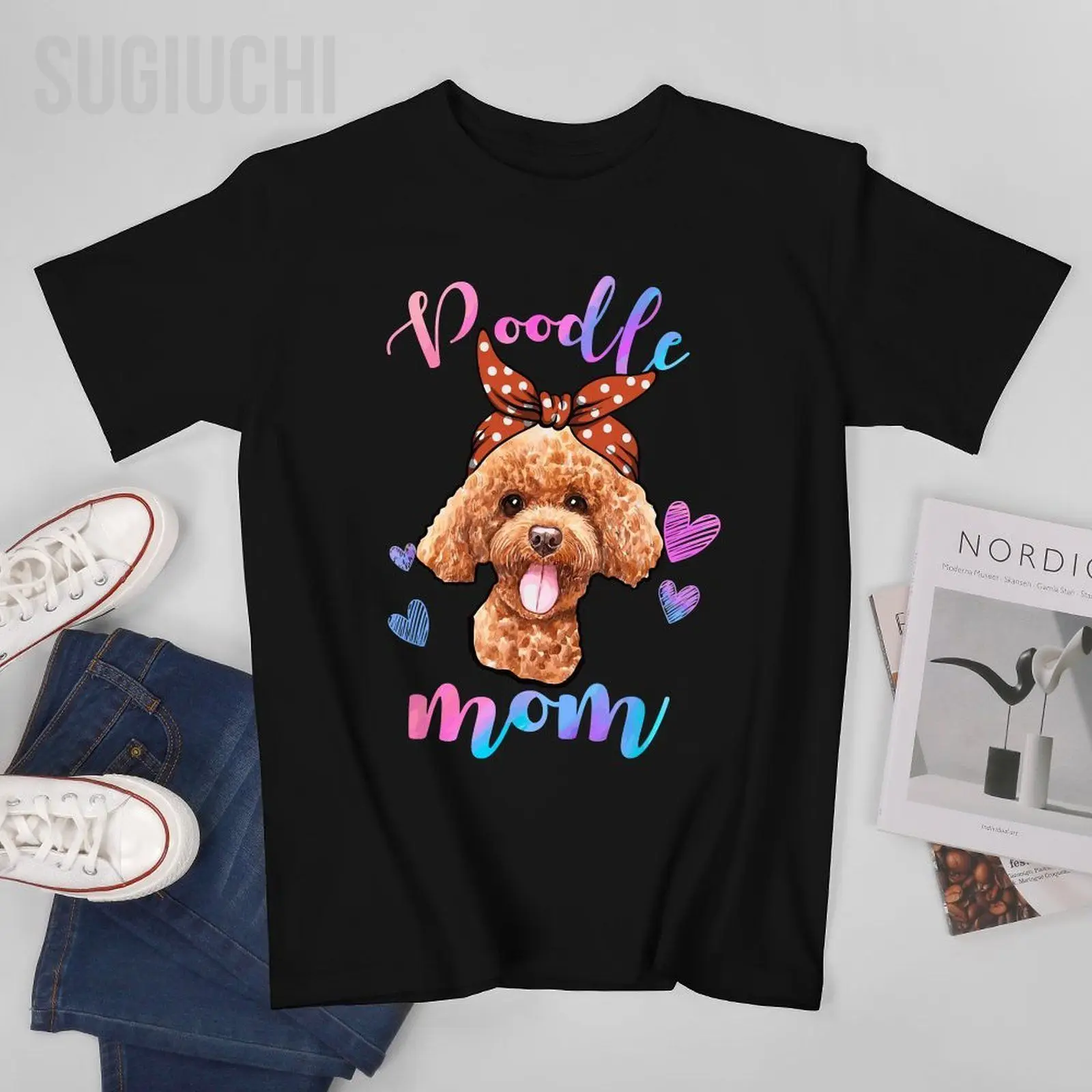 Unisex Men Cute Poodle Dog Mom Mama Puppy Lover Mother Tshirt Tees T Shirts Women Boys 100% Cotton T-Shirt