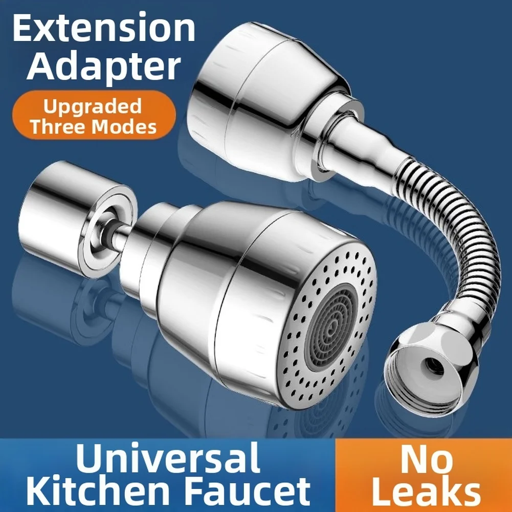 Water Nozzle Faucet Extender 360 Degree Rotatable Splash Proof Faucet Extender With 3 Water Saving Kitchen Bathroom Faucet Parts