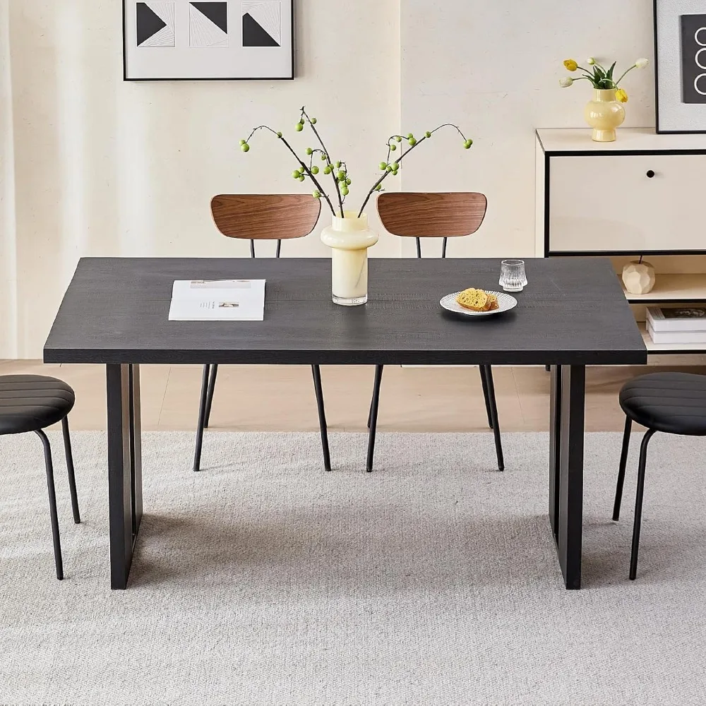 

63" Large Dining Table for 4 6 People, [35.4" Widen Tabletop] Farmhouse Kitchen Table Rectangle Dining Table for Living Room Wor
