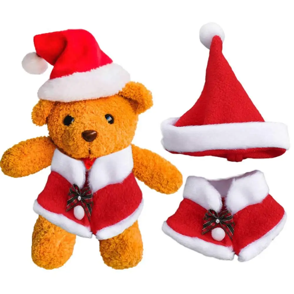 

Christmas Hat 10CM Cotton Doll Clothes Shawl Plush Cloak Stuffed Doll Clothes Suit Outfit DIY Clothing Plush Toys Clothes