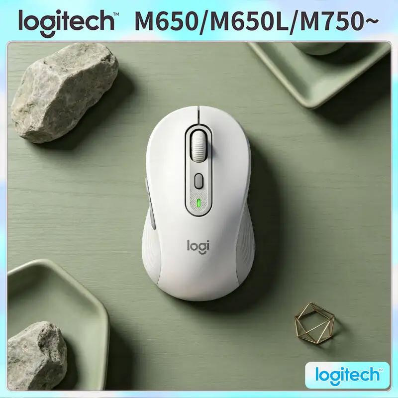 Logitech M650/M650L Wireless Ergonomic Mouse - Soft Thumb Area, 90% Reduced Noise, Recycled Plastic Body, 10m Range