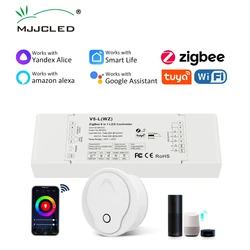 Controlador LED Tuya Zigbee, 12V, 24V, 36V, 48V, aplicación Smart Life, Control remoto por voz para tira de luces LED DIM RGB CCT RGBW RGBCCT