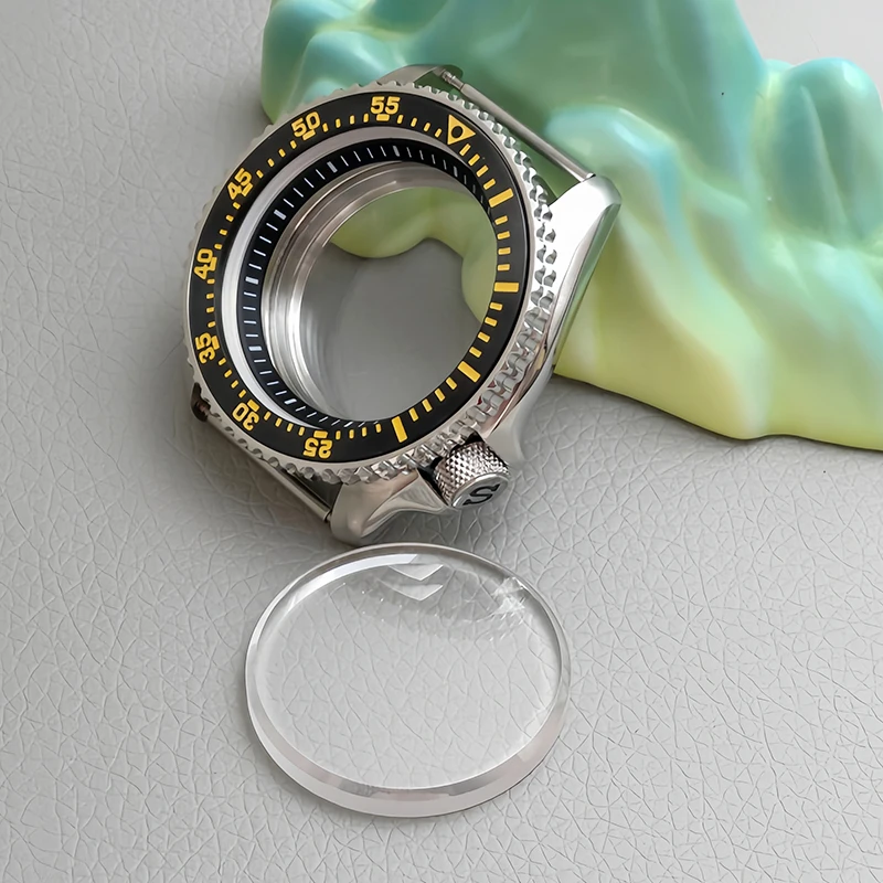 42mm Silver Watch Case SKX007 with Sapphire Crystal Glass for NH35 NH36 NH38 4R 7S Movement Transparent Back Cover Modified Part