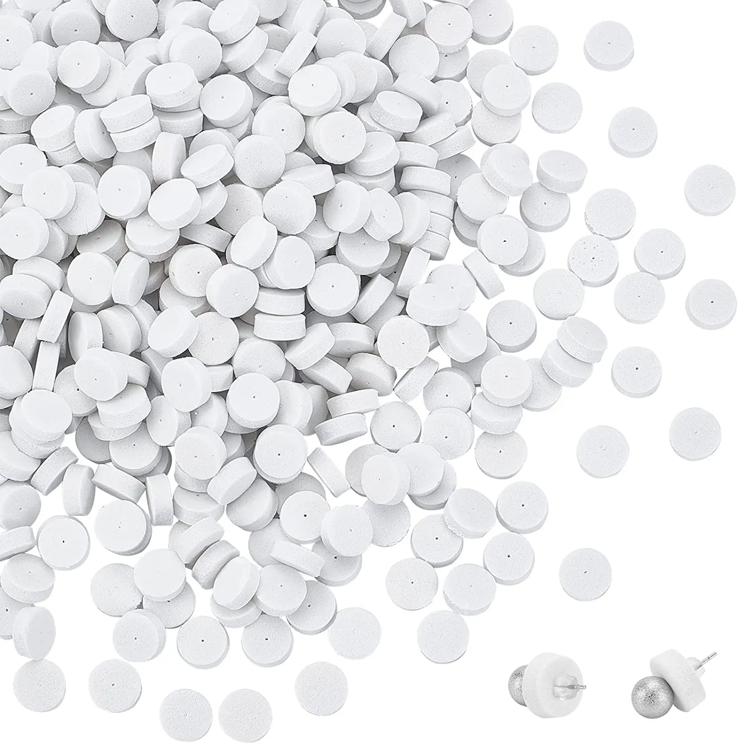 

200/500Pcs Earring Pads White Foam Shockproof Anti-Push Disc Protective Mat DIY Ear Nuts Backs Jewelry Making Crafts Ornament