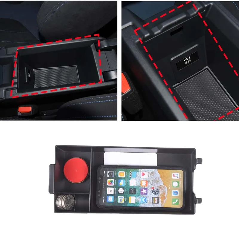 

For BMW 1 2 Series 2020-2024 F40 F44 ABS black car center console armrest box storage box mobile phone tray interior accessories