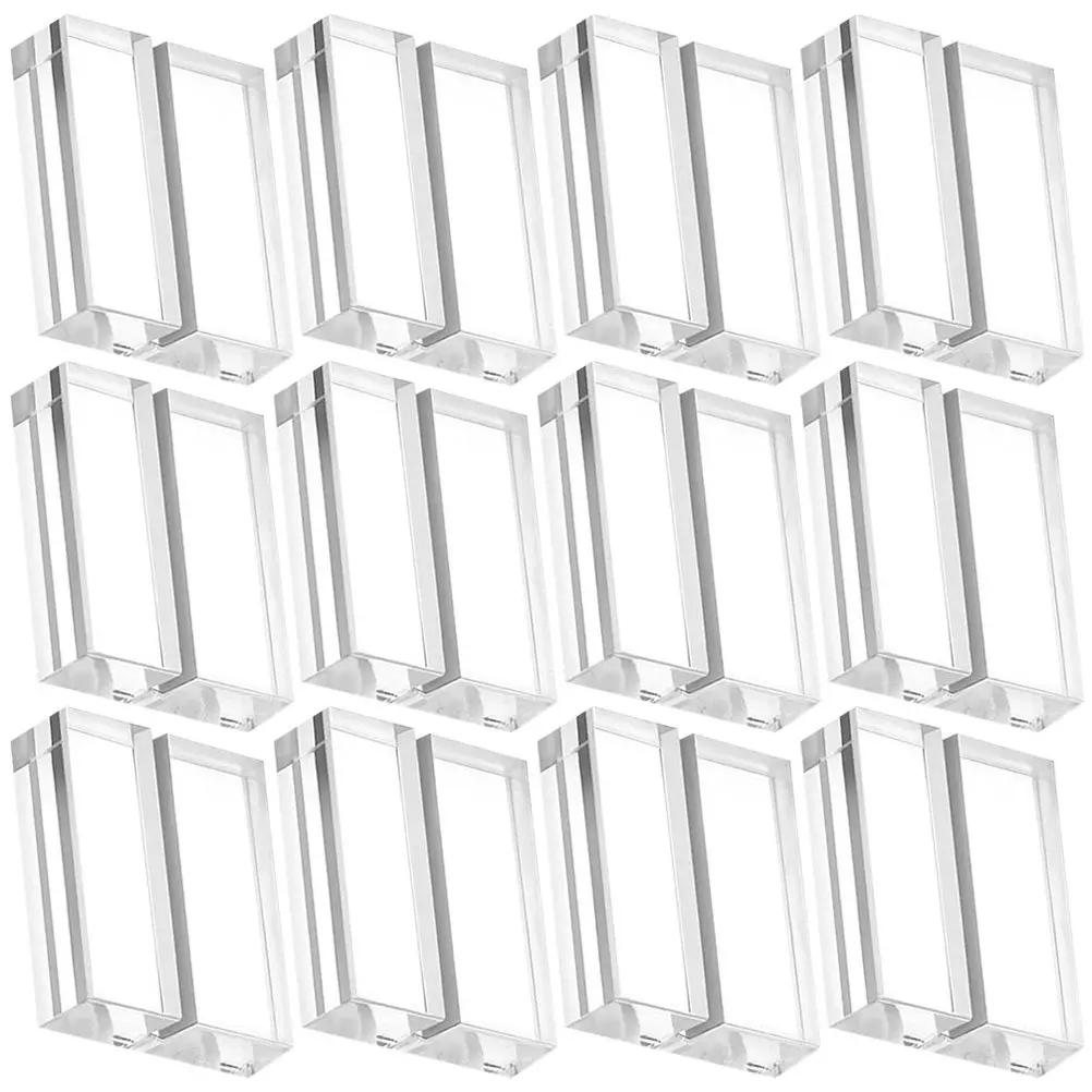 12Pcs Acrylic Sign Holder Stable Base Desktop Card Stand for Wedding Table Numbers Place Cards Menus Photos Memos