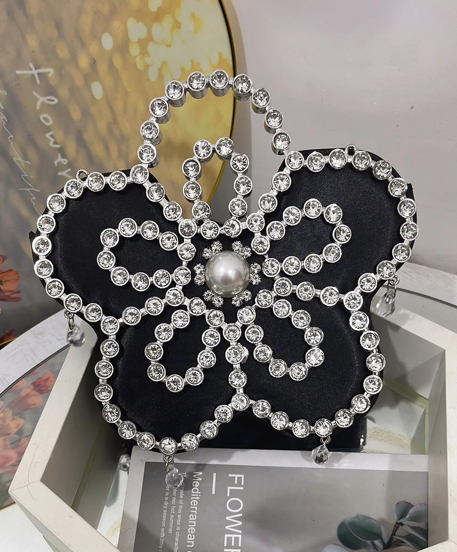 JIOMAY Fashion Evening Bags 2024 Luxury Bags Personality Metal Frame Flower Handbag Stylish Rhinestone Purses for Women