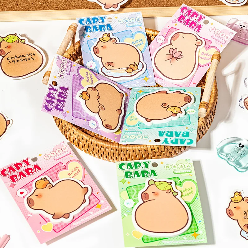 Imagem -04 - Capybara Series Cartoon Sticky Notes Cute Draft Sticky Notes Carregar Pequenos Presentes Infantis Papelaria de Estudante Atacado Novo