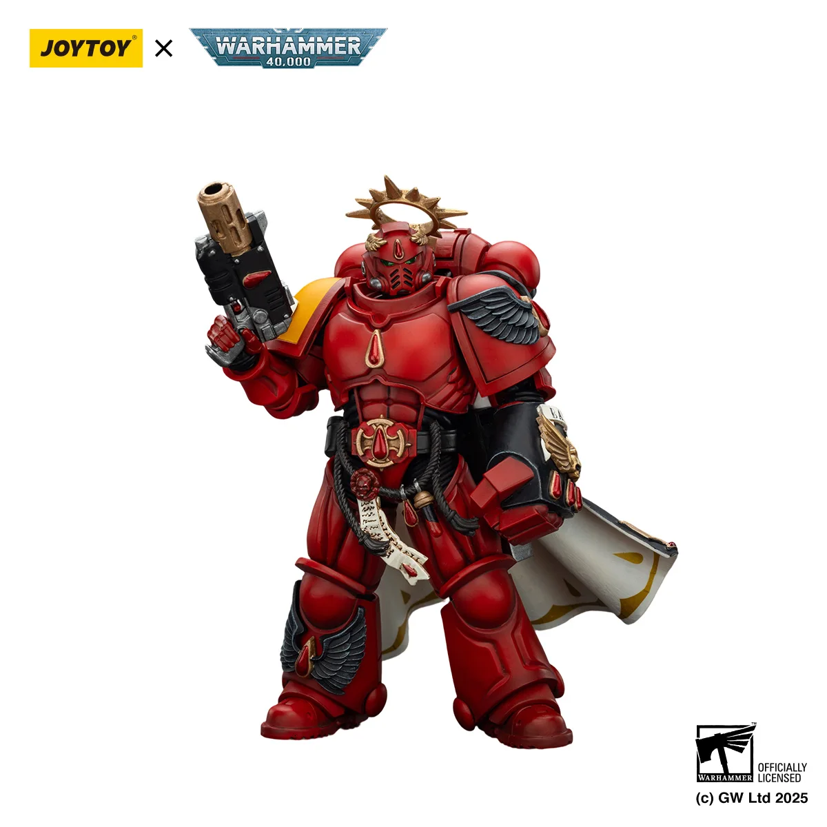 [มีสินค้าในสต็อก] ฟิกเกอร์แอคชั่น JOYTOY Warhammer 40K รุ่น Blood Angels Captain พร้อมปืนอินเฟอร์โนและพาวเวอร์ฟิสต์ โมเดลทหารอนิเมะ