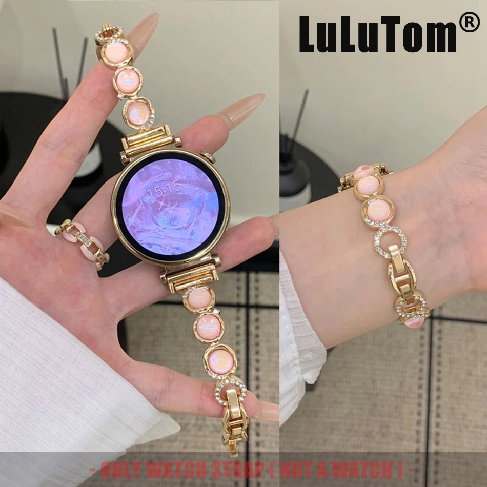 

Элегантный ремешок для часов со стеклянными бусинами для Samsung Galaxy Watch 8 Ultra 2 7 6 5 4 Classic Huawei GT 5 4 3 Pro 41 мм 46 мм ремешки 18/20/22 мм