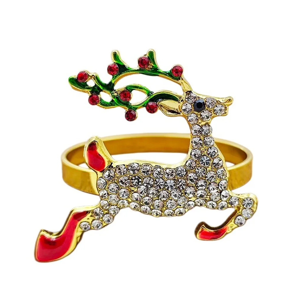 high-end Christmas Zinc Alloy Napkin Ring New Year Festive Candy Cane Bow Napkin Holder for Holiday Xmas Table Decoration