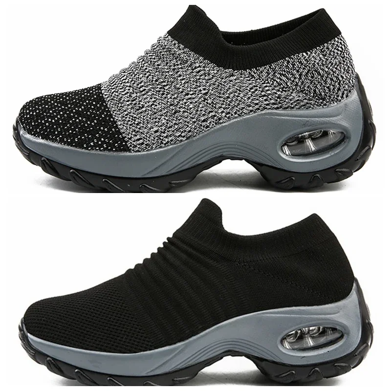2020 Summer Womens Walking Shoes Slip on Sock Sneakers Lady Girls Nurse Mesh Air Cushion Platform Loafers Fashion Casual