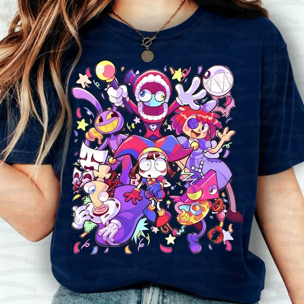 Sommer-T-Shirt für Herren und Damen, kurzärmelig, Cartoon-Y2K-Kleidung, bequem, lässig, The Amazing Digital Circus Tops – Detail 3