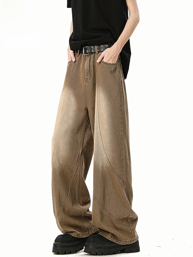 

Wassup Tenet мужские летние свободные прямые джинсы американские ретро повседневные длинные брюки дышащая смесь хлопка и полиэстера