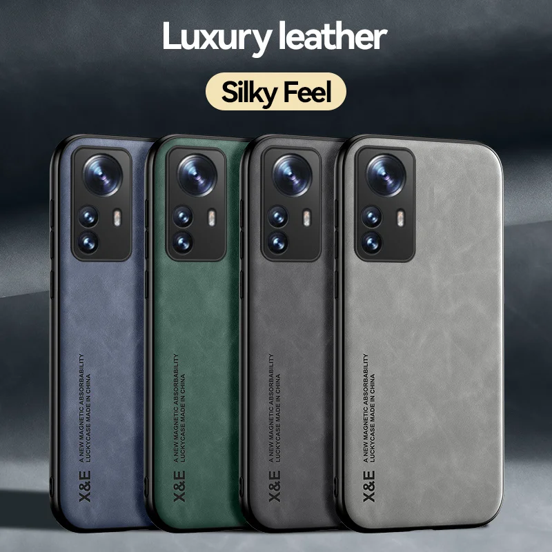 Leather Car Magnetic Holder Case For Xiaomi Mi 12 Lite 12S Pro 12X Xiaomi12 Mi12 Mi12S Ultra Matte Full Covers With Metal Plate