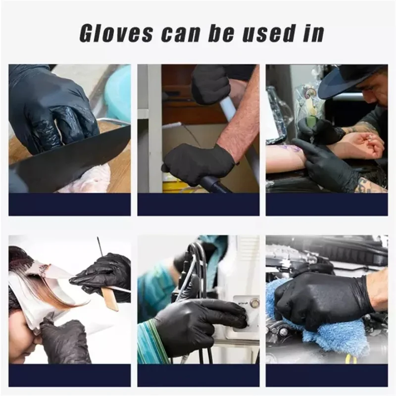 5-20Pcs Black PVC Gloves Work Gloves Kitchen Disposable Synthetic  Gloves For Household Kitchen Car Clean Cleaning Gloves