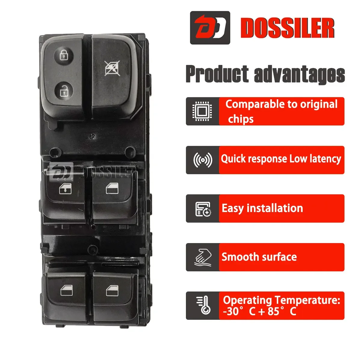 93570-H9150 Dossiler Drivers Side Front Left Power Master Window Switch For Kia Rio2018 2019 2020 93570-H6150 93570H9150 18 Pins