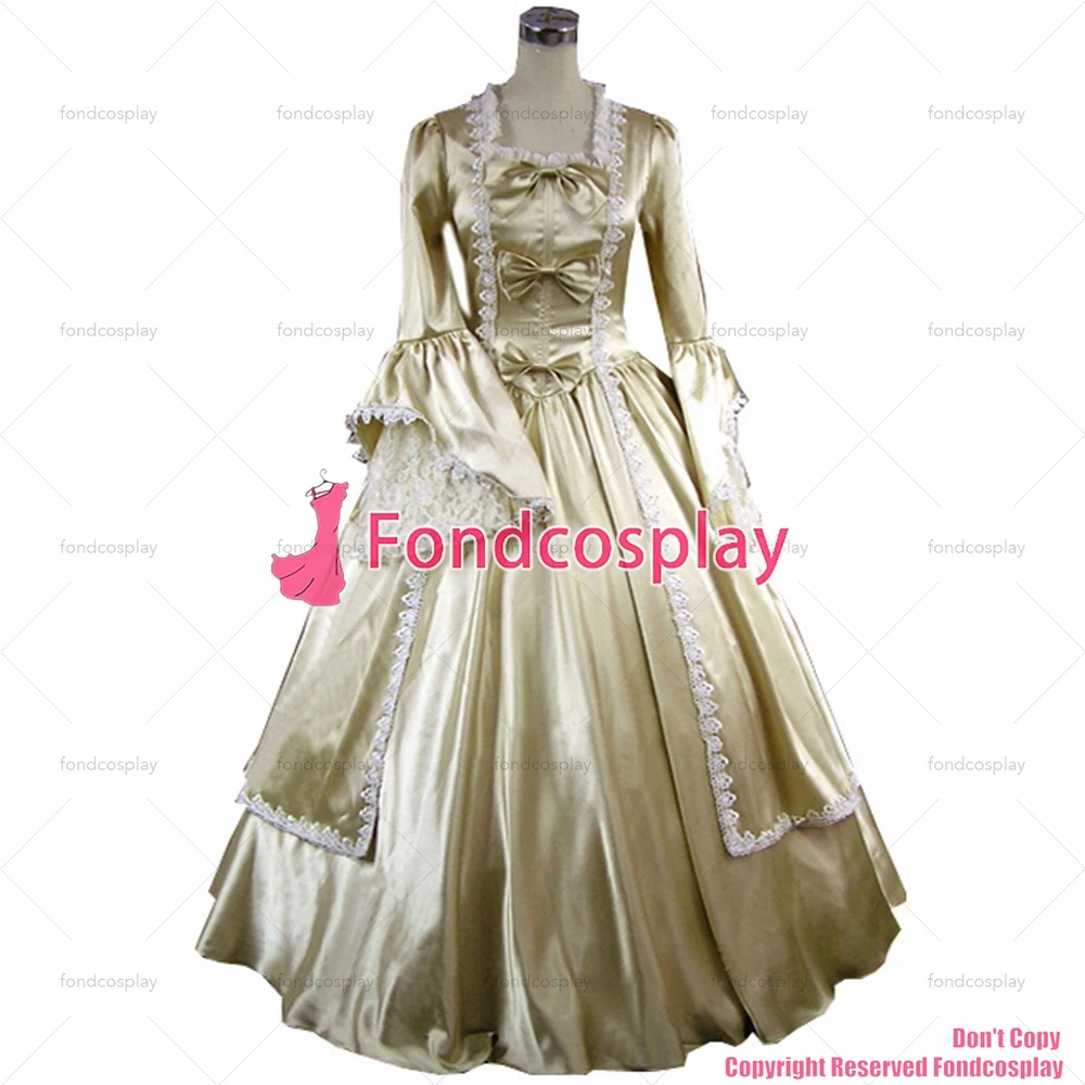 fondcosplay Gothic Lolita Punk Medieval Gown Champagne satin Ball Long Evening Dress cosplay costume CD/TV[CK1364]