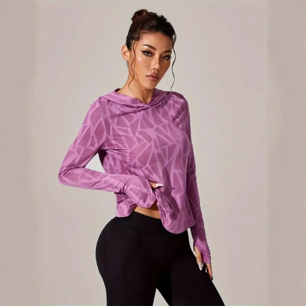 Women Hooded Long Sleeve T Shirt Solid Color Loose Fit Breathable Flattering Casual Daily Streetwear Hoodie Tee