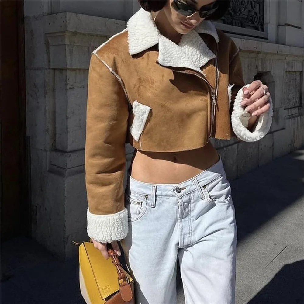 Winter jacket women 2022 vintage brown faux fur coat women luxury clothes short teddy coat woman crop top white fur coat furry