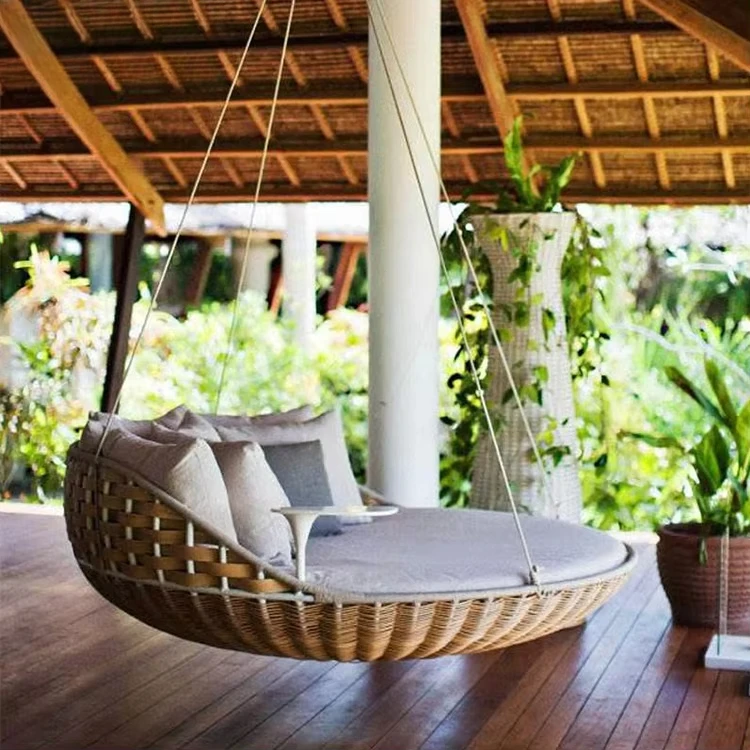 

Вилла во дворе отеля, уличный гамак из ротанга, кресло-качалка с открытым воздухом, плетеная мебель, водонепроницаемый устойчивый к атмосферным воздействиям диван-кровать, шезлонг