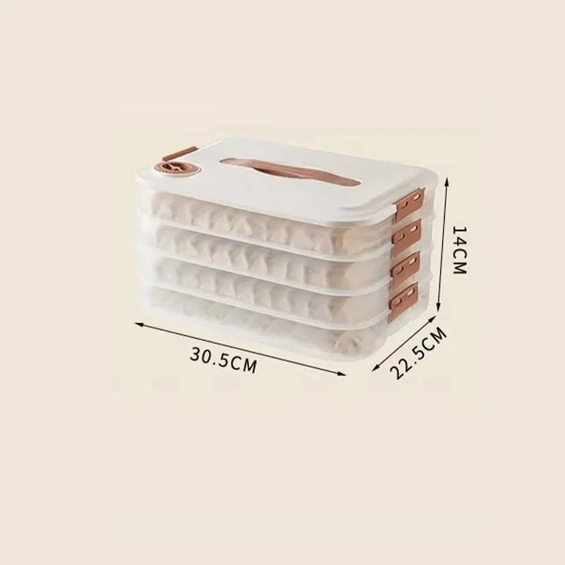 4-layer Food Storage Container Refrigerator Organizer Plastic Sugar Cookies Storage Box Case Portable Dumpling Keeper with Lid