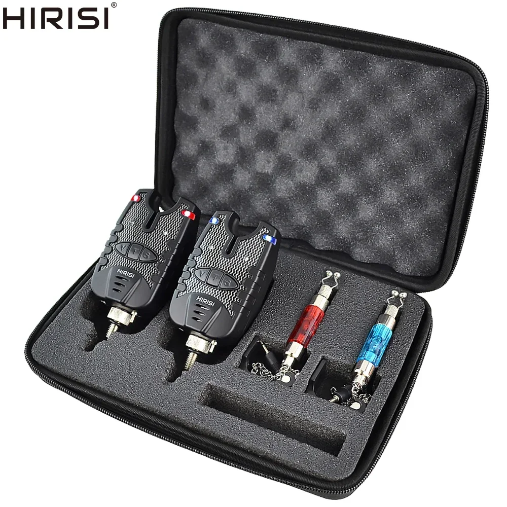 

Hirisi 3 Carp Fishing Bite Alarm and Swinger Set Water Resistant Blue LED Fishing Swingers Fish Bite Indicator