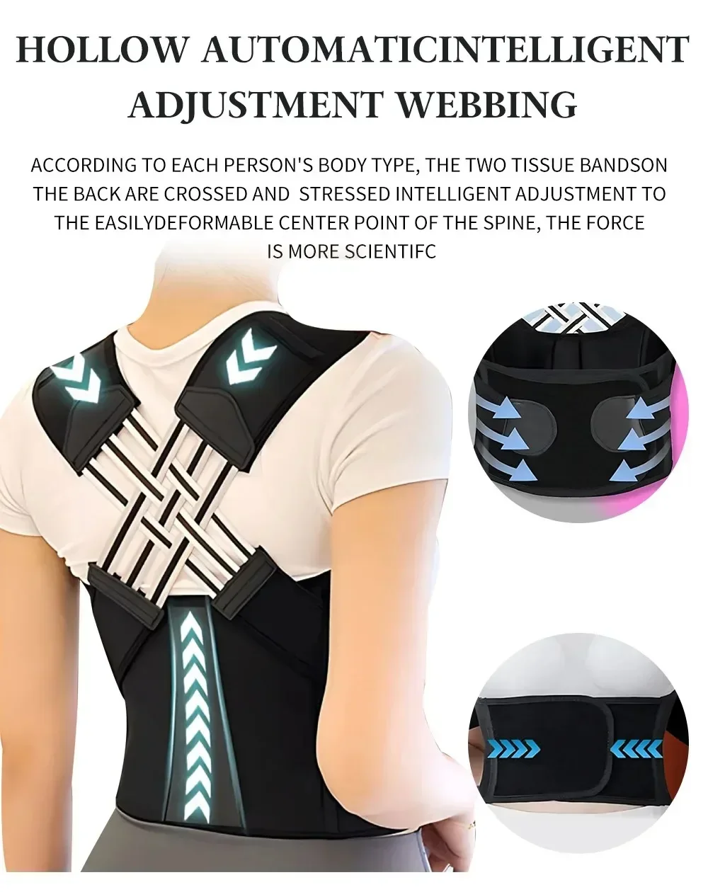 Posture Back Brace Adjustable Back Support Strap to Prevent Spinal Distortion and Hunchback for Men Women corrector de postura