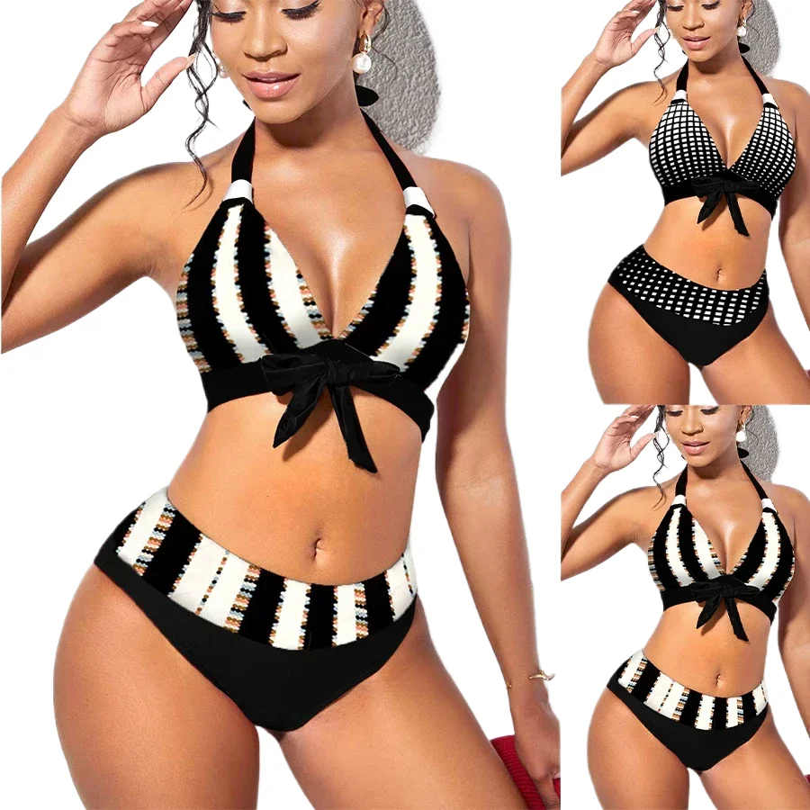 Novo biquíni feminino de duas peças maiô 3d impresso colete férias moda praia outfit S-5XL