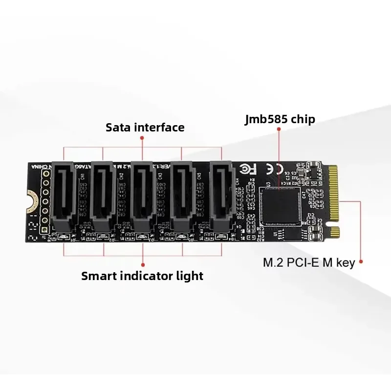Thunderbolt5/4/3 USB4 auf 5-Port SATA3 Disk Array Adapter Board, PCIe zu SATA unterstützt Systemsoftware RAID Array Docking Station