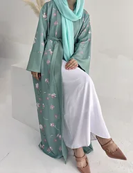 Stampa floreale turco Abaya Kimono tinta unita abbigliamento islamico Dubai elegante donna musulmana abiti Ramadan Eid Party Open Abaya