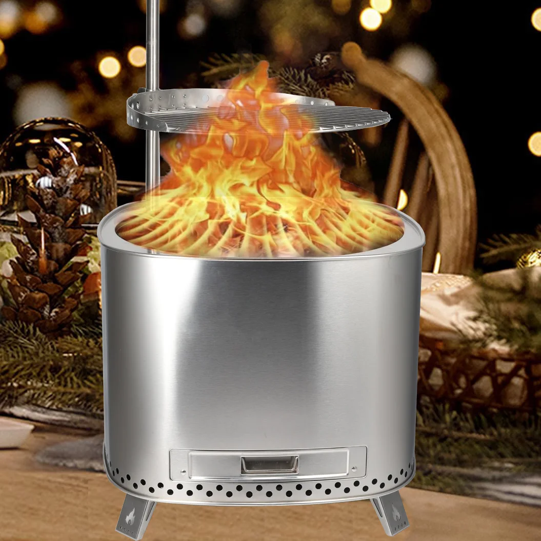 

Wholesale KZ FS500 Stainless Steel Smokeless Wood-Fueled Outdoor Warming Campfire Barbecue Fire Pit Cooking Grate Grill Bonfire