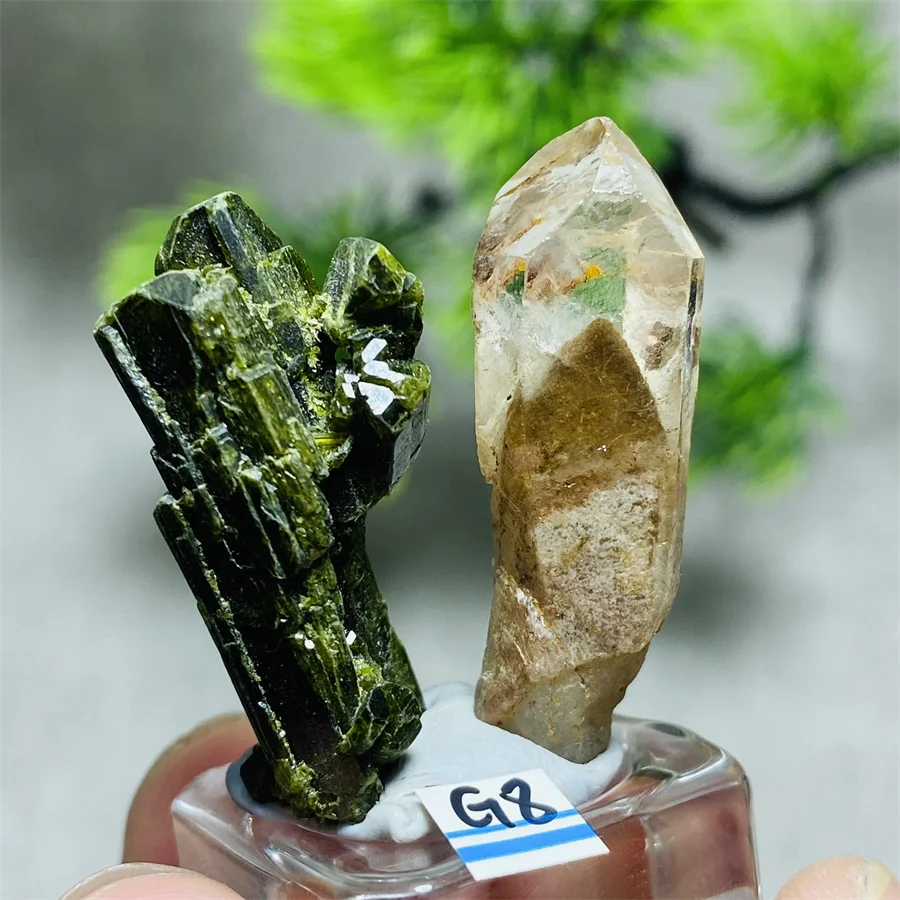 2Pcs Natural Epidote Quartz Mineral Specimen Energy Stone Crystal Healing Home Decoration Reiki Healing