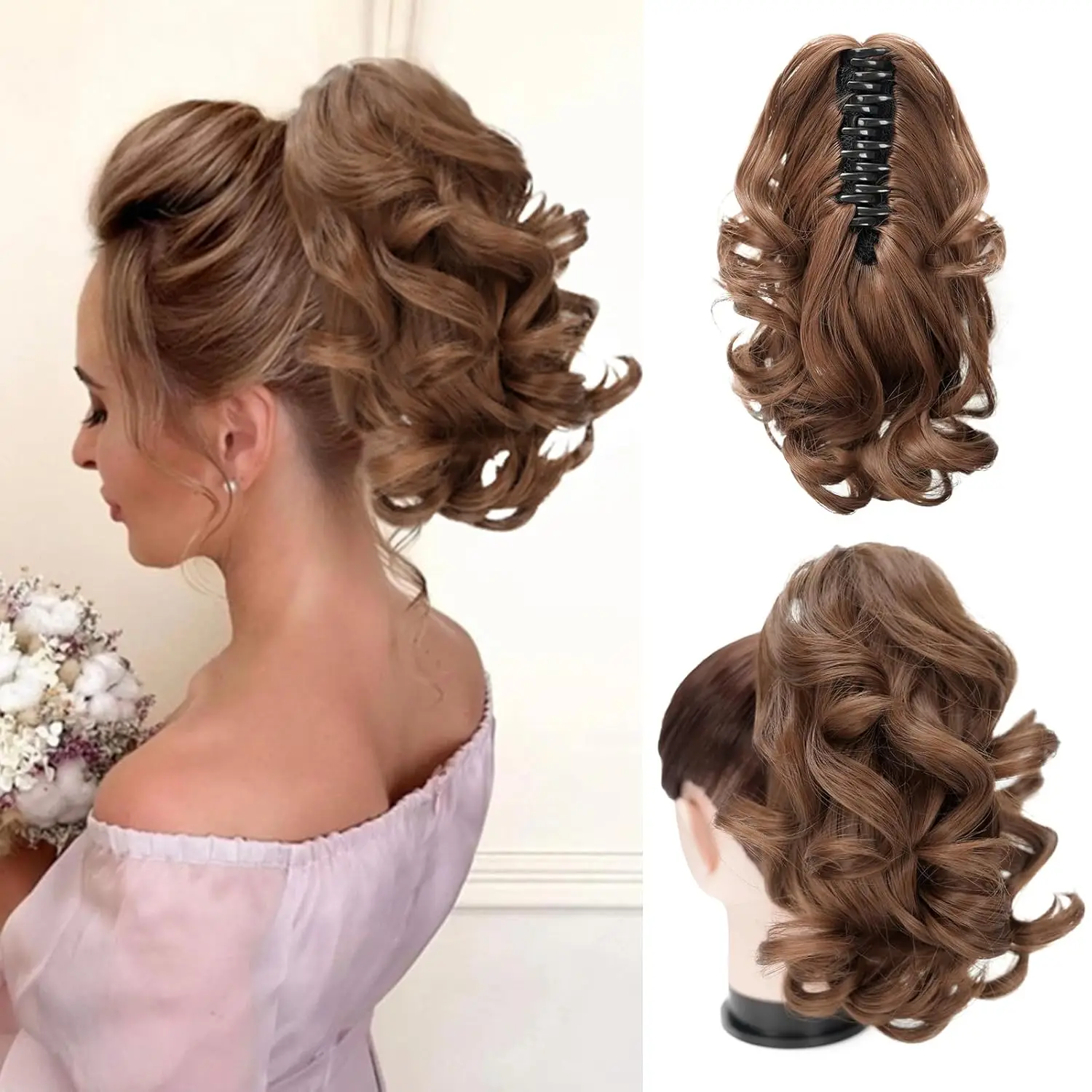 

LUPU 12“Claw Curly Ponytail Extension Clip in Short Curl Wavy Pony Hair Extension