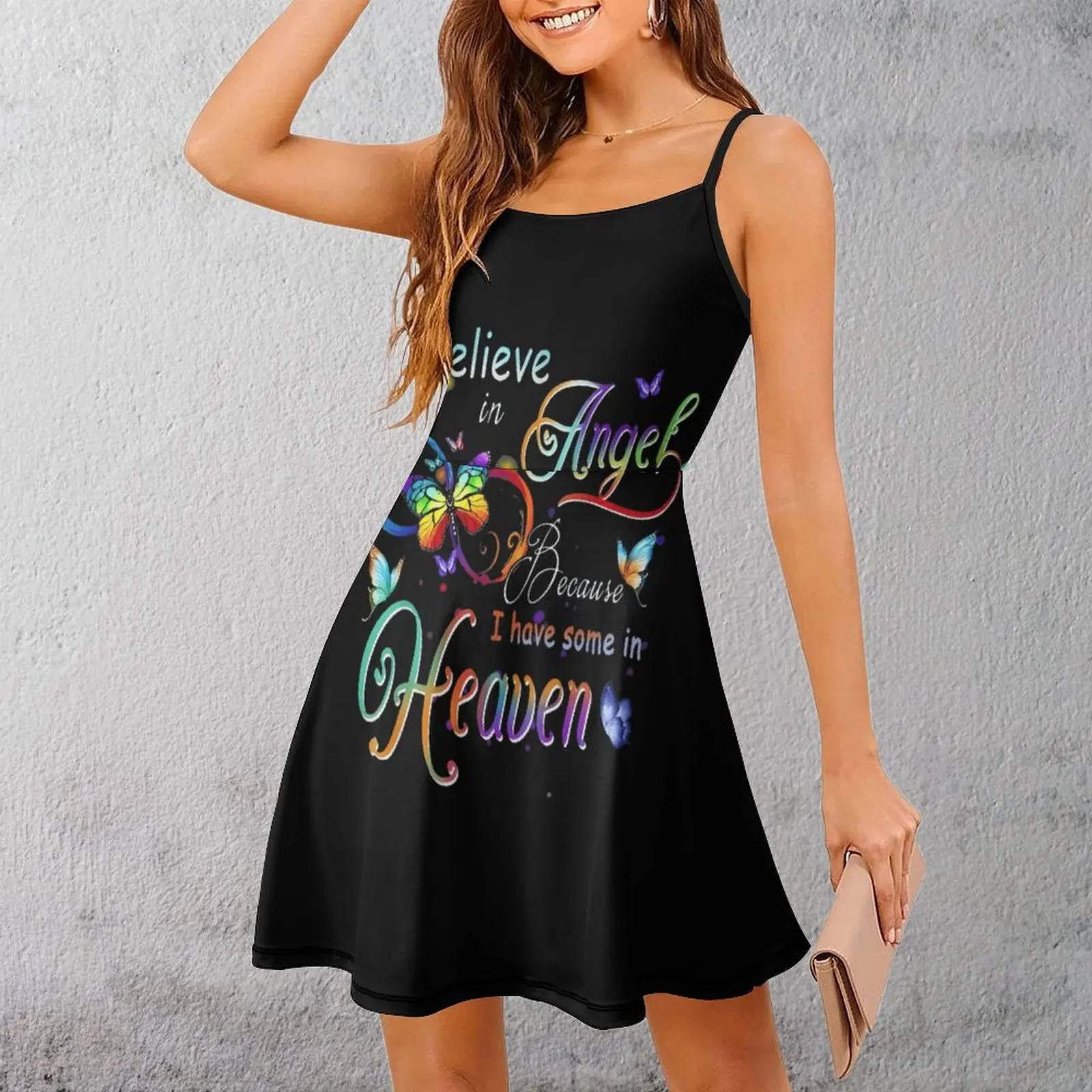 

Angel Belief Butterfly Heaven Premium Exotic Woman's Dress Women's Sling Dress Funny Novelty Cocktails Dresses