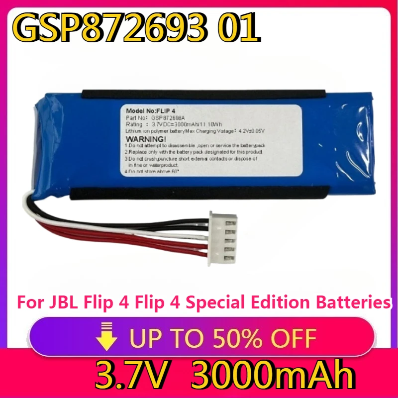 

New High Quality Replaceable GSP872693 01 3000mAh Replacement Battery for JBL Flip 4 Flip 4 Special Edition Batteries