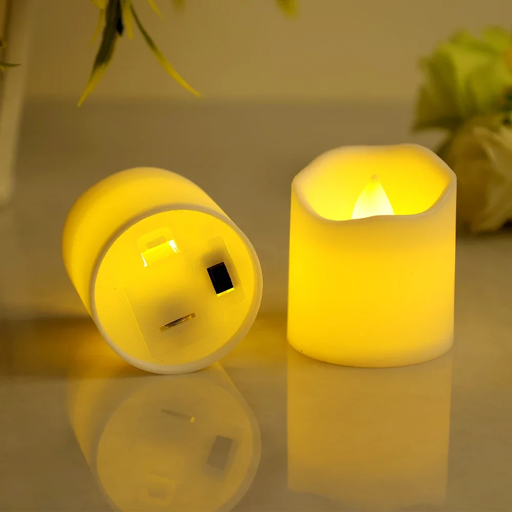Velas electrónicas LED sin llama, lámpara de mesa con luz de té alimentada por batería para bodas, Halloween, decoración navideña, velas