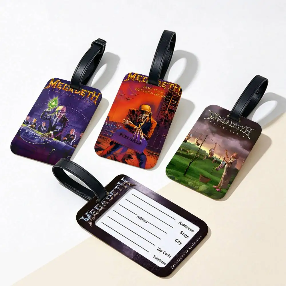 Classic Heavy Metal Rock Band Megadeths Album PVC Anti lost Luggage Identifier Tag Information Card Holder Travel Baggage Tag