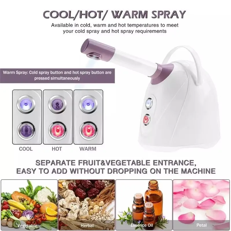 美容サロン スパ 家庭用 3in1 ナノミスト フェイシャルスチーマー スキンケア ウォーマー フェイス コールドスプレー ホットクール スチーム加湿器 バポライザー