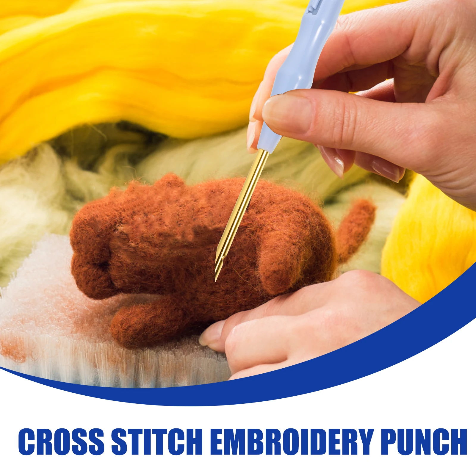 

Embroidery Punch Needle Smooth Metal Tool For Diy Hand Craft Sewing Art Beginners Kids Gift Ergonomic Anti-Skid Handle