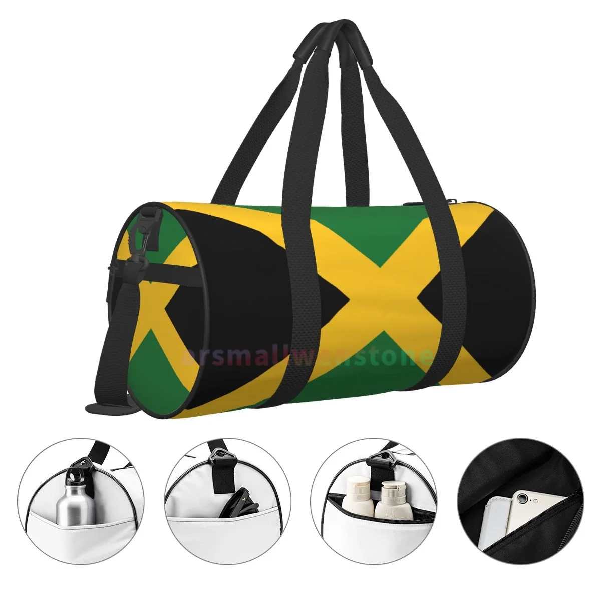 Bolsa de lona de viaje con bandera jamaiquina, bolsa de Yoga, mochila duradera de entrenamiento, bolsos redondos para Fitness al aire libre