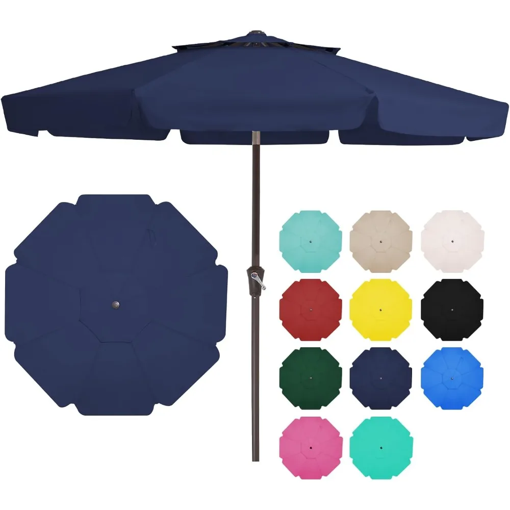 

10' 2-Tiers Patio Umbrellas Outdoor Market Table Umbrella w/Push Button Tilt/Crank, 8 Sturdy Ribs, UV Protection Waterproof Sun