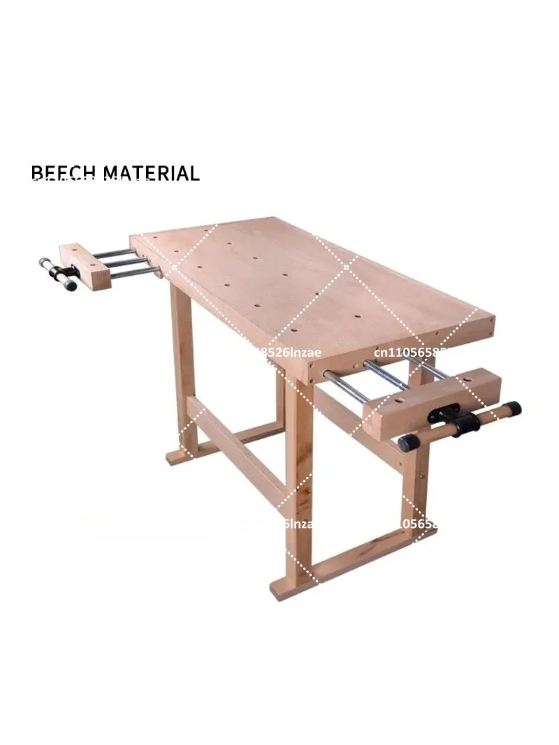 Solid Beech Wood Workbench for DIY Carpentry, Multifunctional Manual Craft Table with Clamp