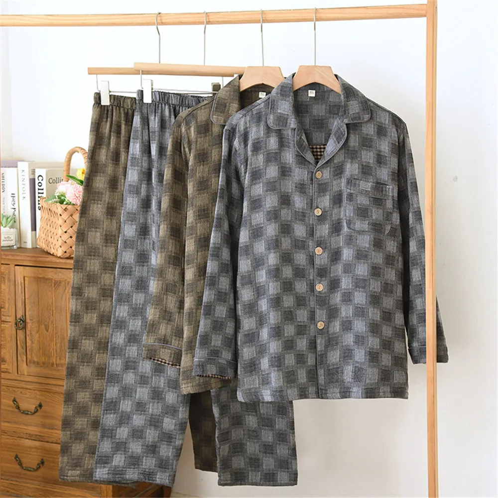 

Осенняя мужская домашняя одежда, хлопковые длинные брюки с длинными рукавами, удобный простой повседневный мужской комплект для отдыха