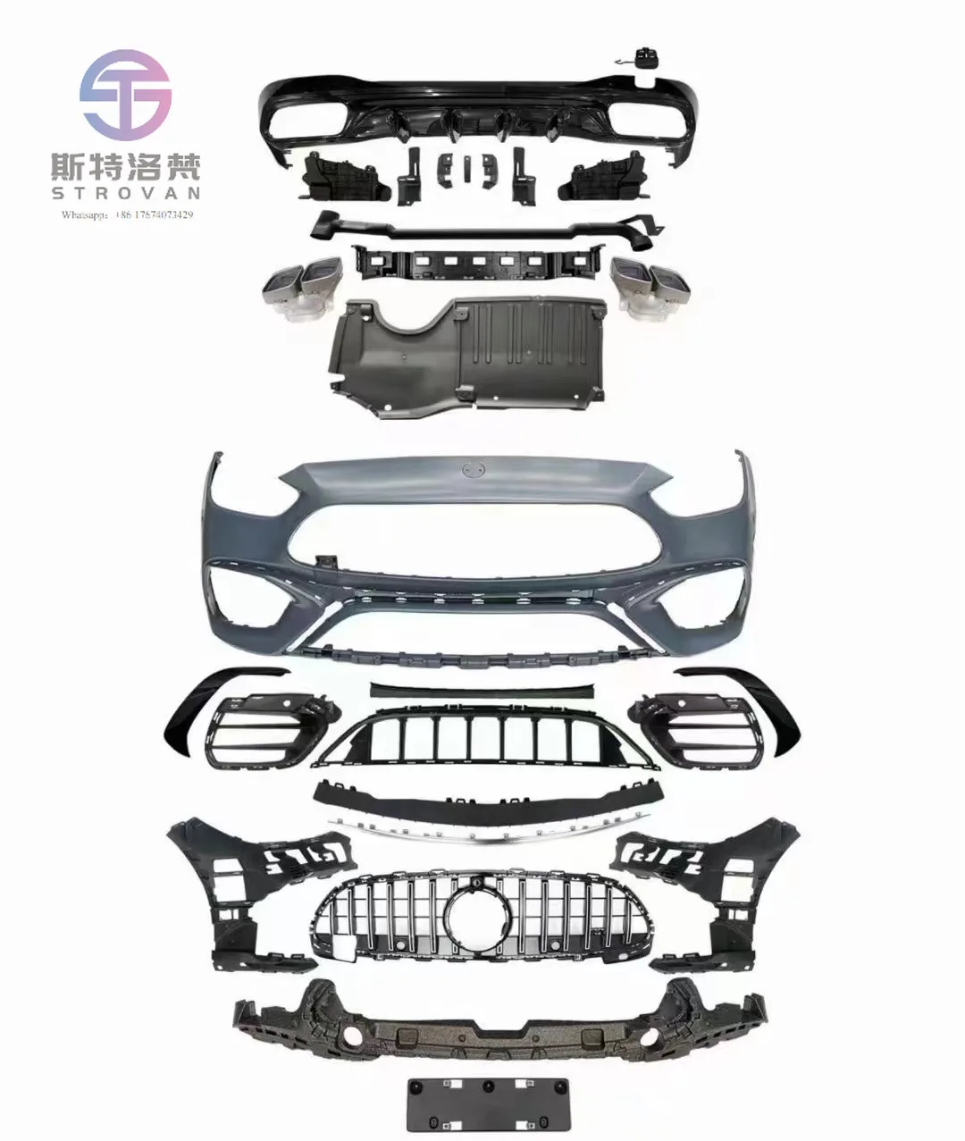 

Cc car Factory W206 Upgrade C63 Body Kit C63 Style Front Rear Bumper Kit with Grille Diffuser for C-class W206