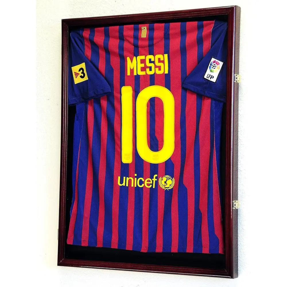 UV-Protected Wall-Mounted Sports Jersey Display Case for Baseball, Football, Basketball, Soccer, and Hockey