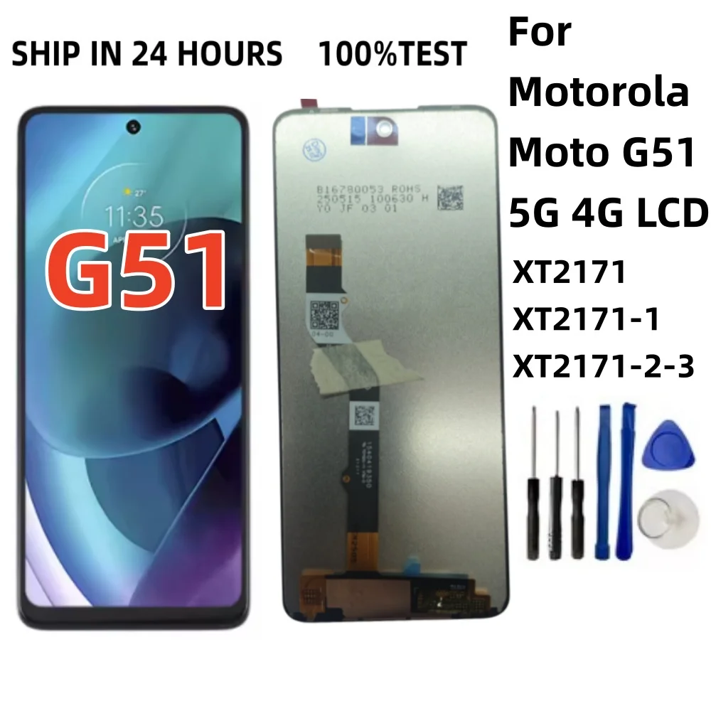 Дисплей LCD для Motorola Moto G51 4G/5G, сенсорный экран в сборе, замена для Moto XT2171-1, экран LCD для телефона