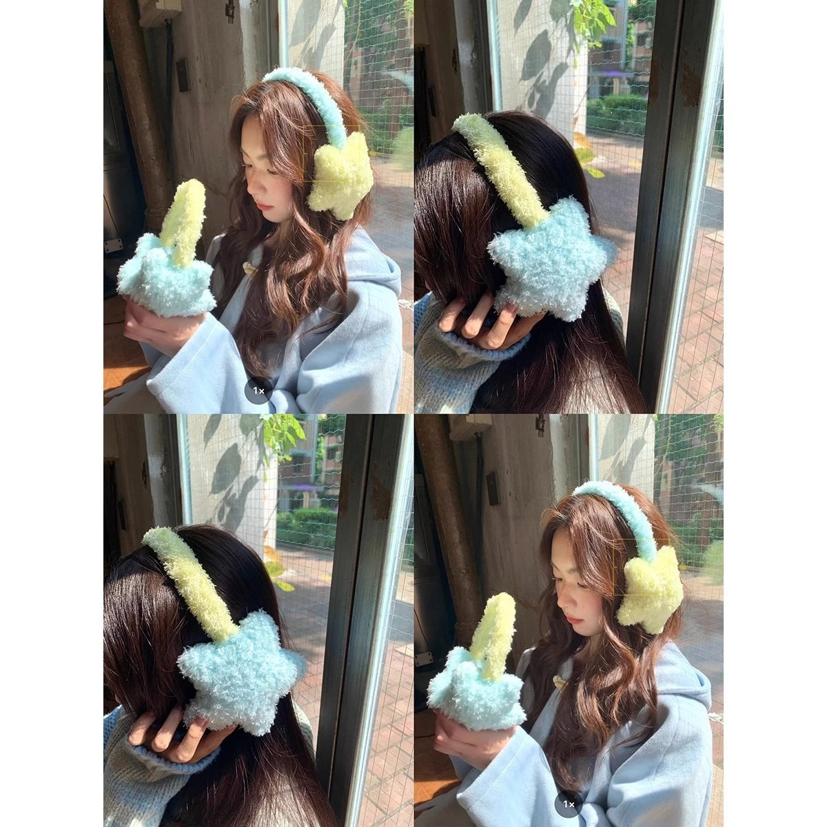 

Anjj Pentagram-shaped Earmuffs Fashion Cute Beautiful Blue Yellow Color Ear Muffs Winter Popular Outdoor Ear Warm