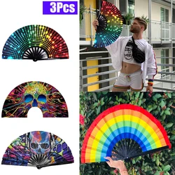 1-3Pcs Large Chinese Folding Hand Rave Fan Art Craft Gift Wedding Dance Hand Fan Festival Party Fan Gift Fan Home Decor Drag